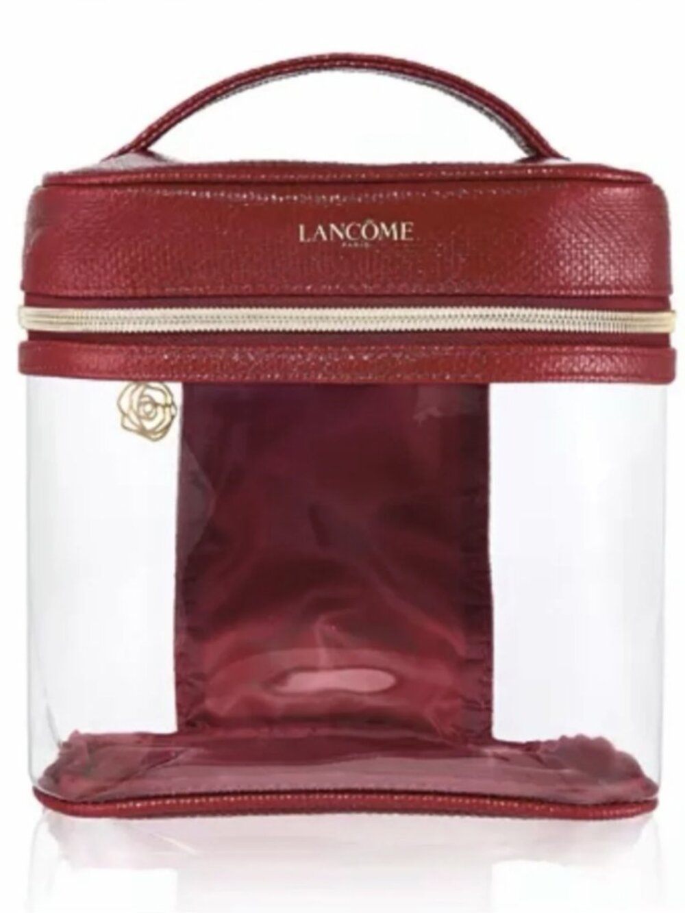 Lancome Paris Clear and Red Cosmetic Bag OS NWT